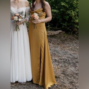 Gold bhldn bridesmaid dress. Worn once for a wedding. Lightly worn